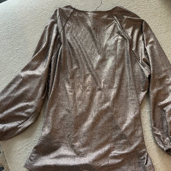 Anthropologie Luanne Bronze Shimmer Wrap Blouse - Picture 3 of 4